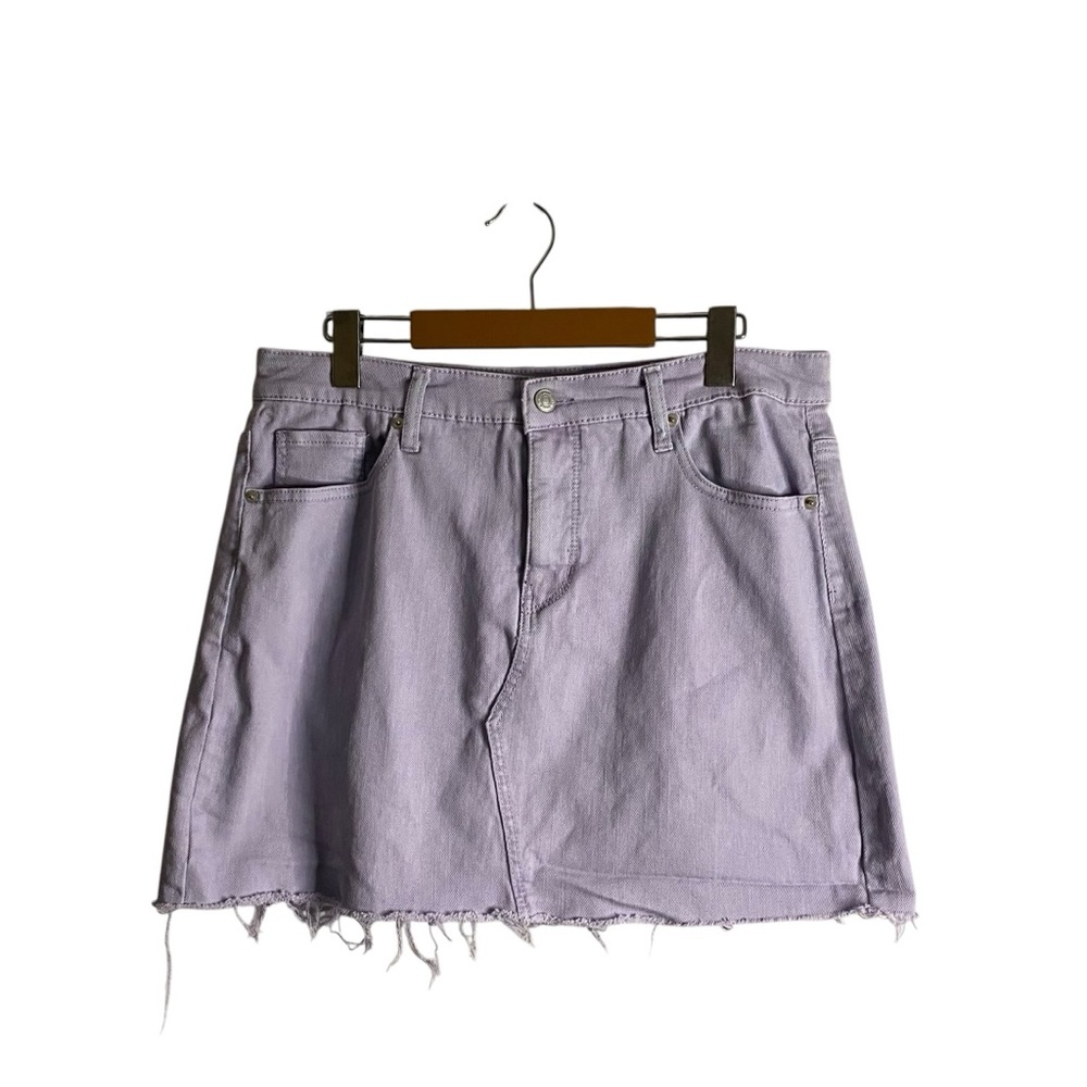 Wild Fable Women's Lavender Mini Raw Hem Denim Skirt